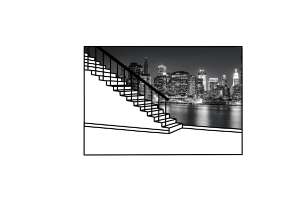 papier peint skyline New York derrière escalier