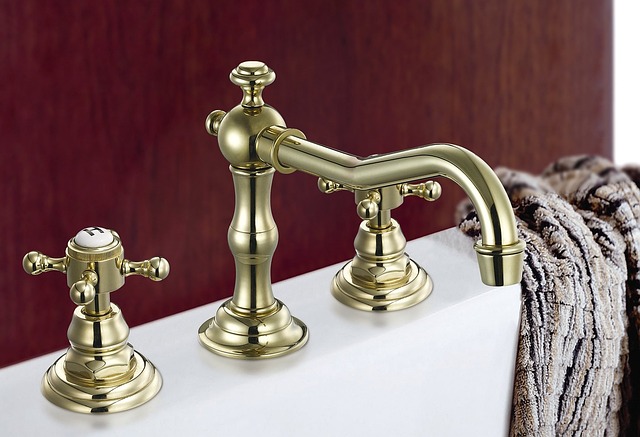 une idée déco de robinet vintage couleur or pour une salle de bain