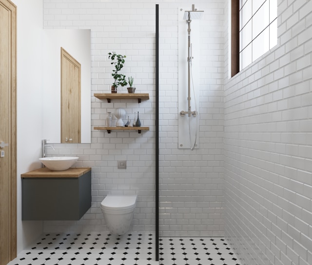 une idée déco pour une petite salle de bain simple et moderne avec une touche de verdure