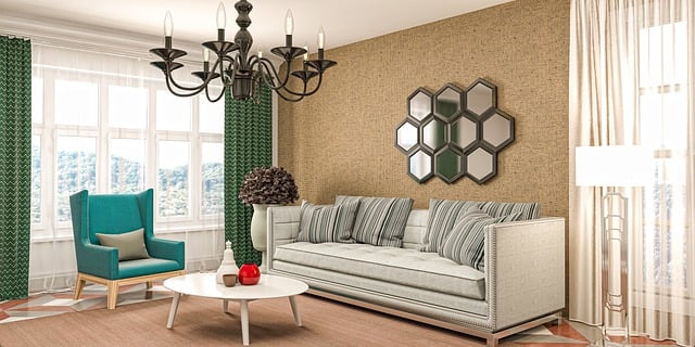 Un salon moderne et élégant avec un canapé gris moelleux, un fauteuil en cuir marron confortable, une table basse en verre élégante et deux miroirs rectangulaires décoratifs accrochés au mur.