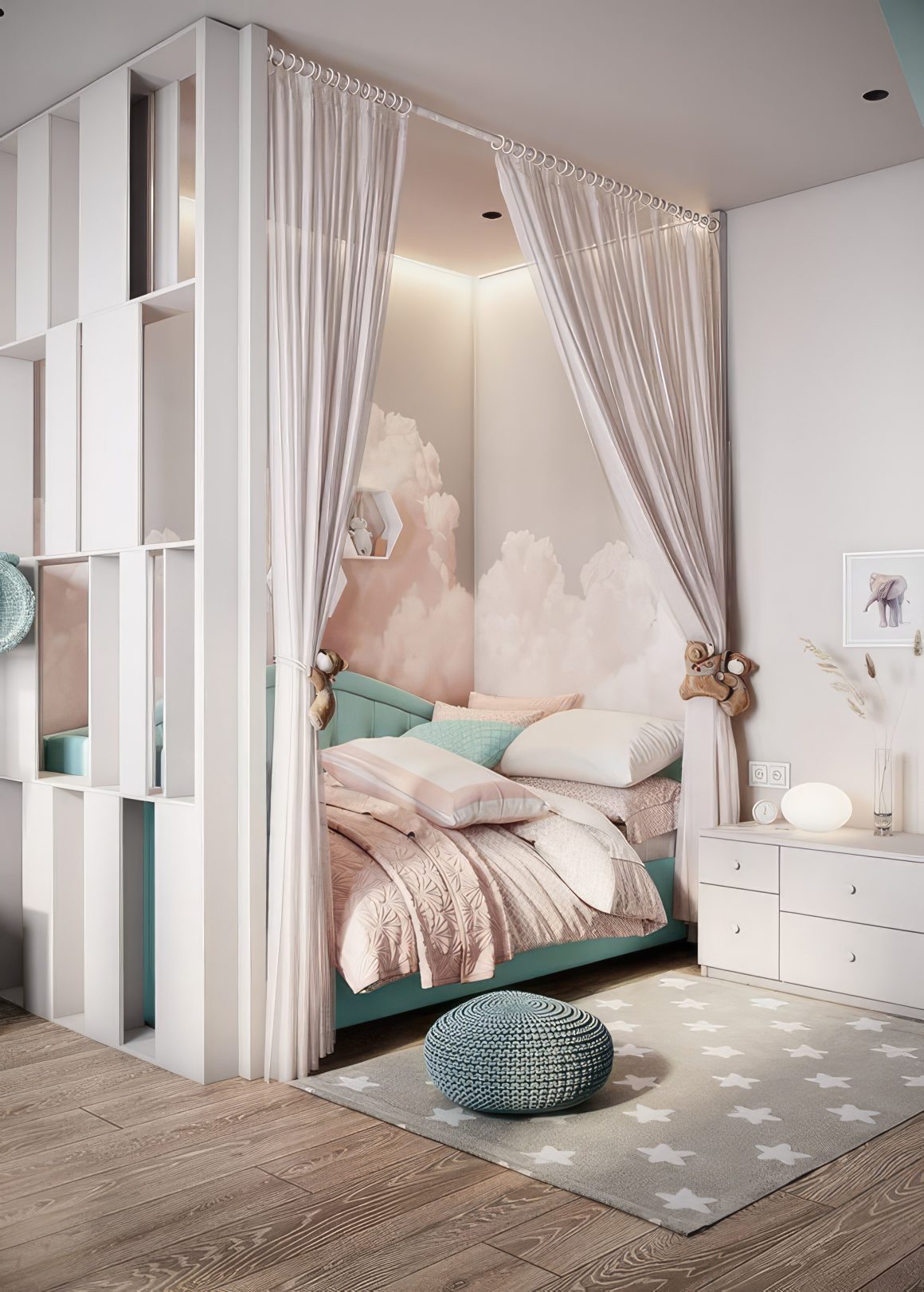 pour preserver la luminosite, chambre a coucher isolee par un voilage