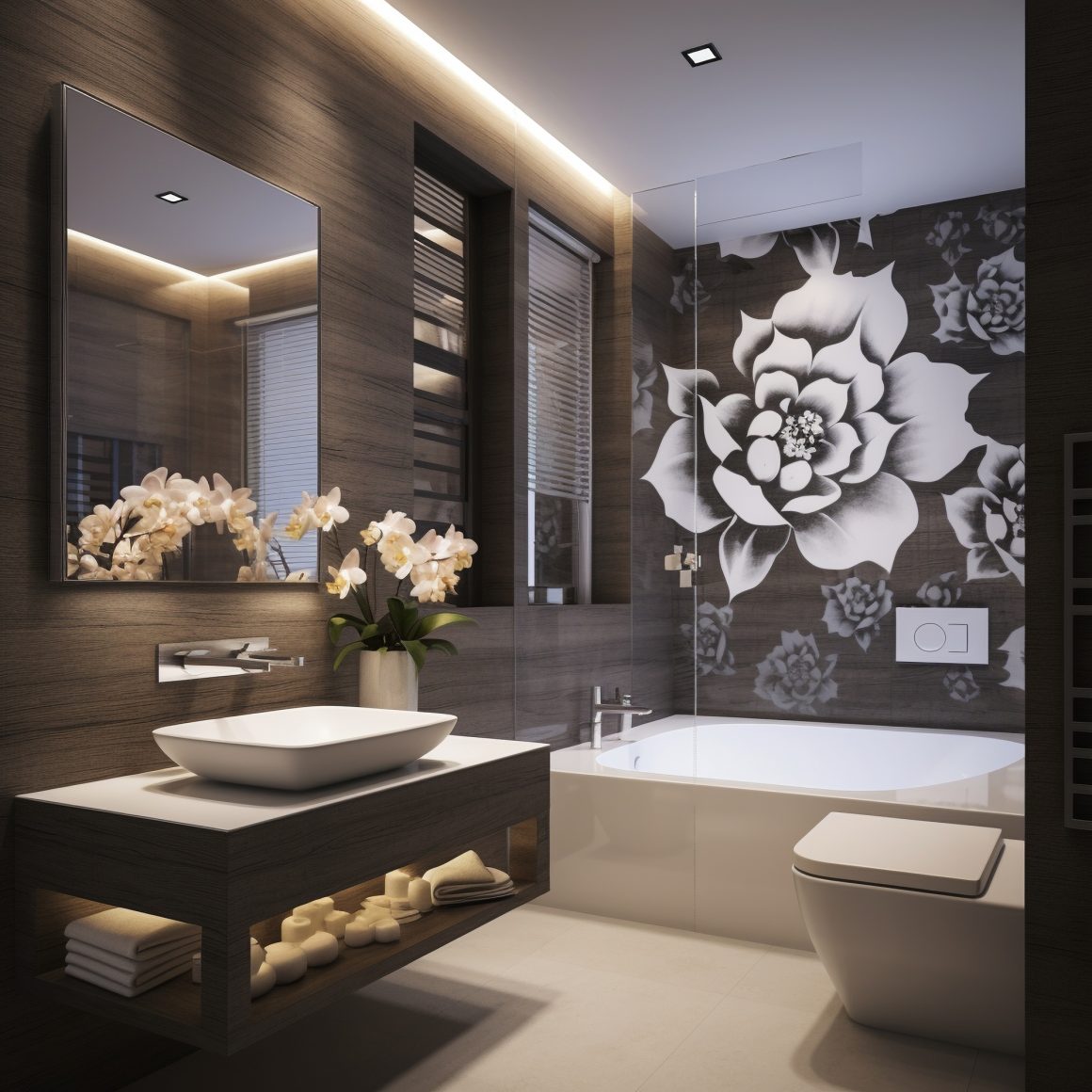 Design intemporel, papier peint a grands motifs anti -humidite, revetement mural en bois