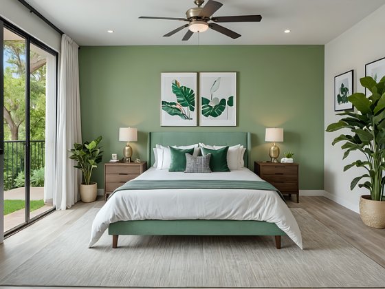 Le combo gagnant, peinture chambre adulte 2 couleurs, vert et blanc, calme et équilibre.