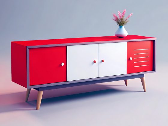 Deux couleurs qui apportent joie et positivité : commode repeinte en rouge et blanc.