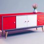 Deux couleurs qui apportent joie et positivité : commode repeinte en rouge et blanc.
