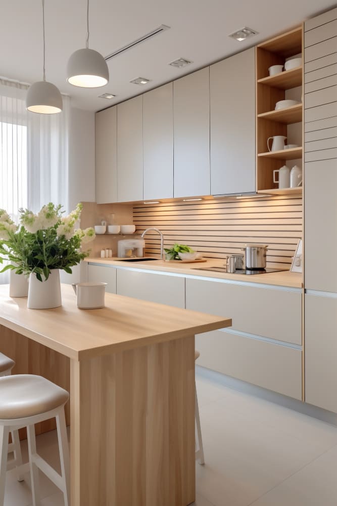 la tendance cuisine 2026 est lumineuse, avec de grands espaces pour cuisiner