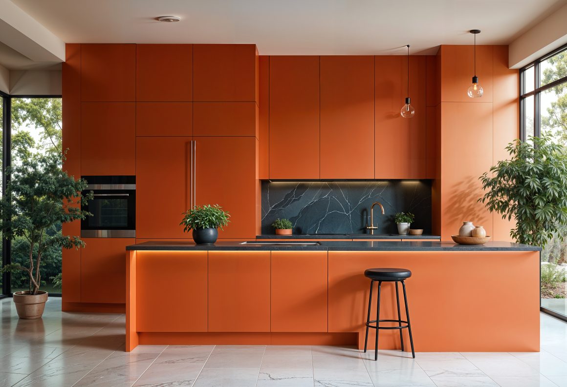 option tres audacieuse, mur d'accent peint en terracota tres tendance 2025