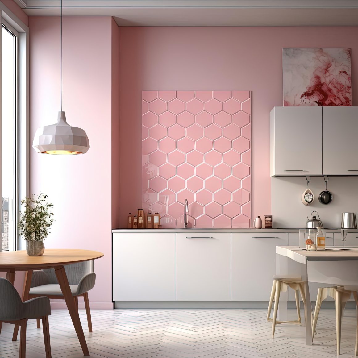 Style vintage, mur de fond peint en vieux rose