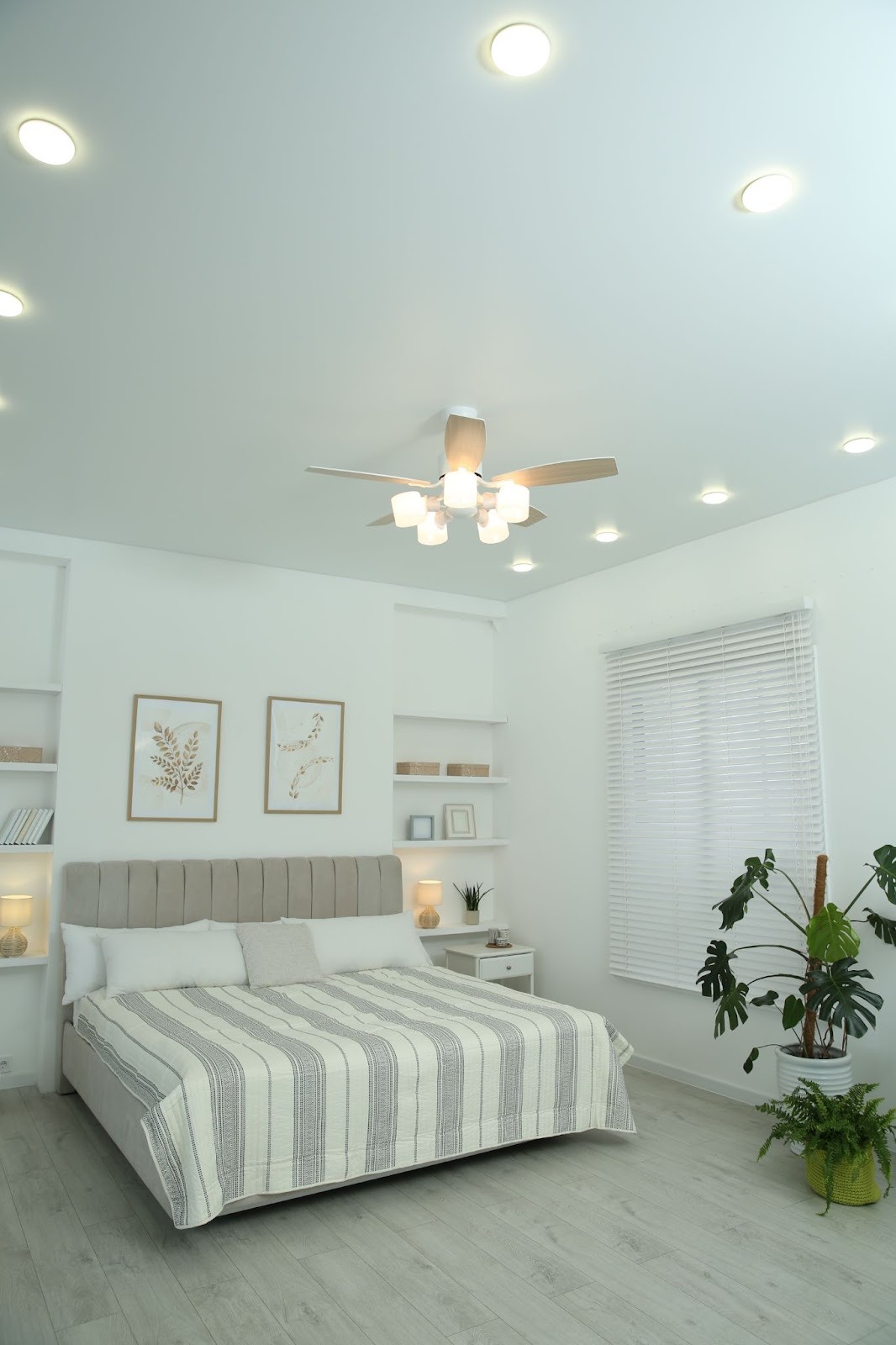 chambre zen , couleurs pastels emanant une energie positive. La vegetation est presente