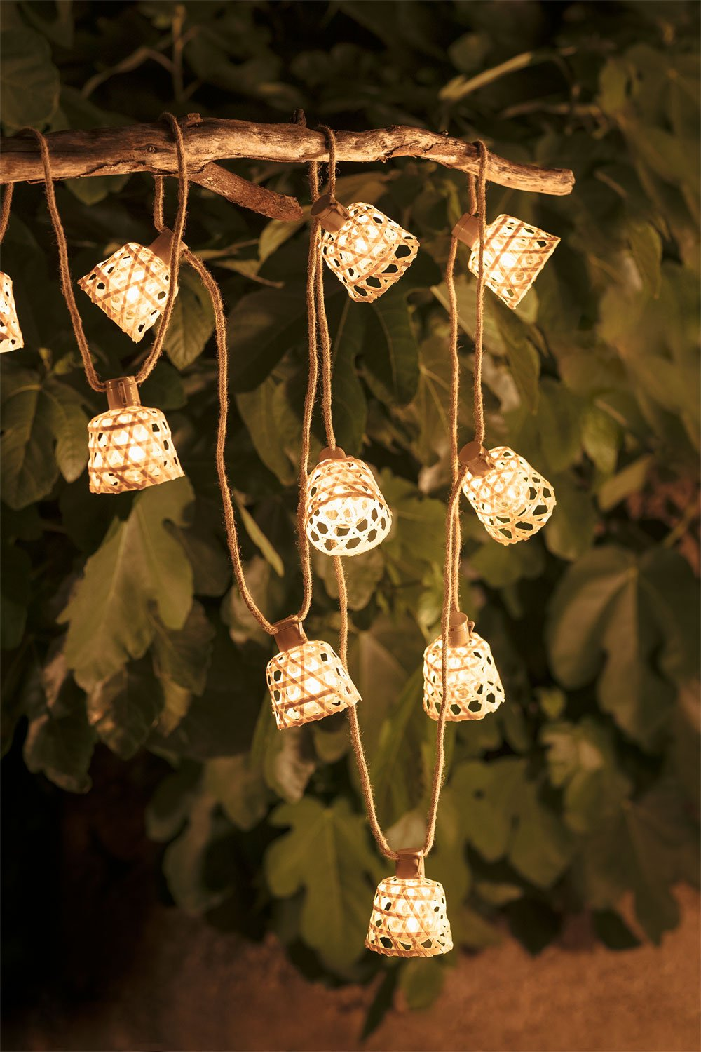 Guirlande lumineuse en corde avec suspensions tissées